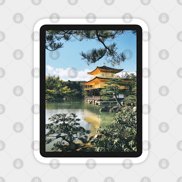 Golden Kyoto Temple Magnet by visualspectrum