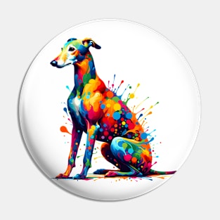 Colorful Abstract Art Greyhound in Splash Paint Style Pin