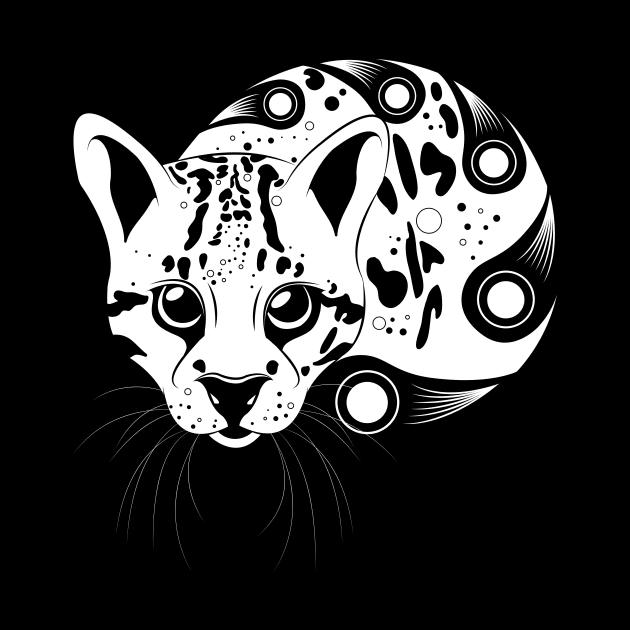 Ocelot White Outline by astralprints