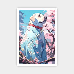 Cute Dog wearing a Kimono - Anime Wallpaper Magnet