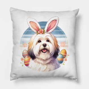 Coton de Tulear Celebrates Easter with Bunny Ears Pillow