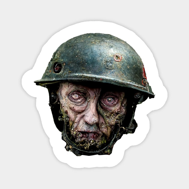 Zombie Nazi Head, WW2 zombie soldier Magnet by rolphenstien