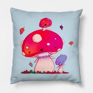 Woodland Mushroom Family Pillow