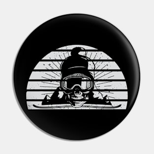 Skull Ski Skiing Pin