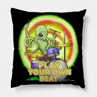 Play your own beat - Alien Drummer Pillow