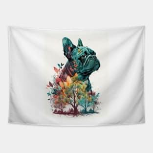 French Bulldog Contemplates Nature Tapestry