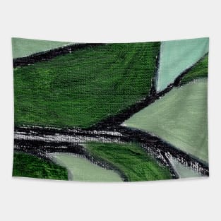 Abstract Oil Painting Aspargus Mint Green 2c Tapestry