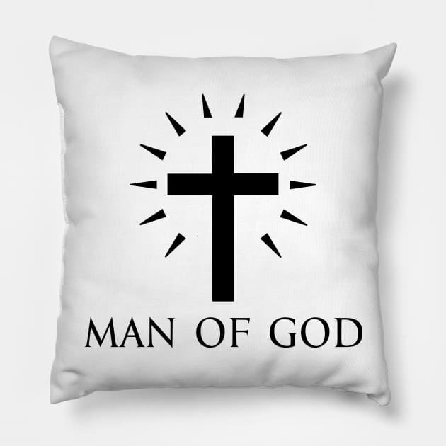 Man Of God - Roman Catholic Cross - Black - Christian Series 9B Pillow by FOGSJ