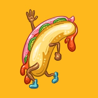 Weenie Hot Dog Walking Fast Food T-Shirt