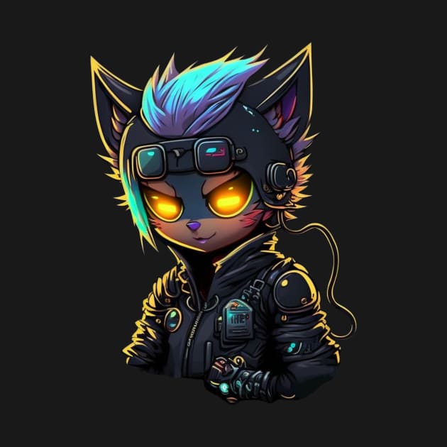 Cyberpunk Hacker Cat by Shaani