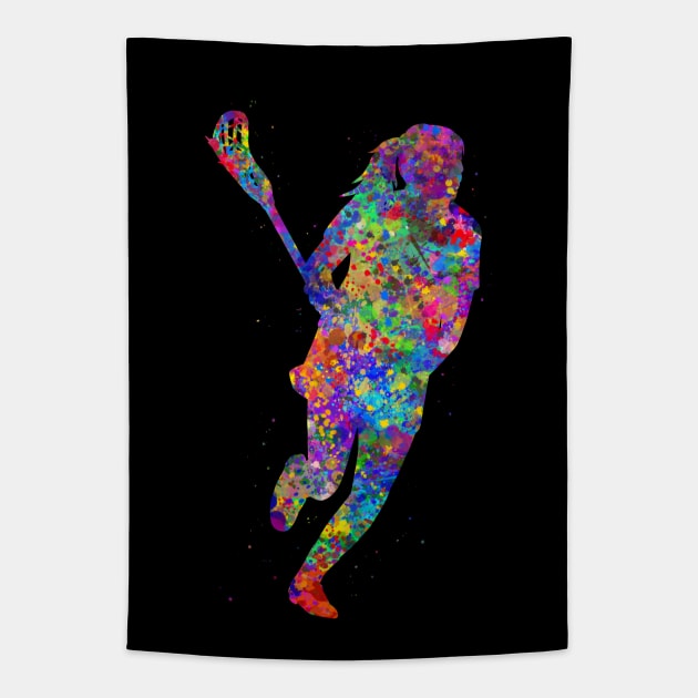 Lacrosse watercolor art Tapestry by Yahya Art