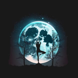 Moonlit Silhouette: Yoga Pose T-Shirt