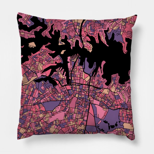 Sydney Map Pattern in Purple & Pink Pillow by PatternMaps