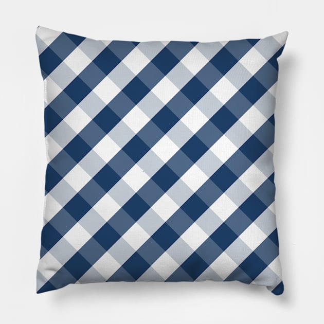 Blue and White Pin Check Gingham Pillow by squeakyricardo