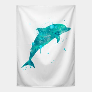 Turquoise Dolphin Watercolor Painting 2 Tapestry