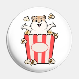 Little hamster in a cone with popcorn Pin