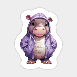 Hippopotamus Wearing Hoodie Magnet