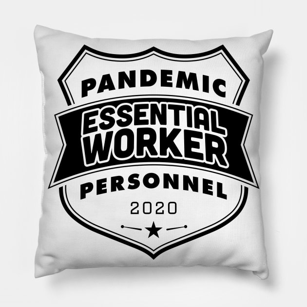 Pandemic Personnel Essential Worker Black Print Pillow by CreativeWear