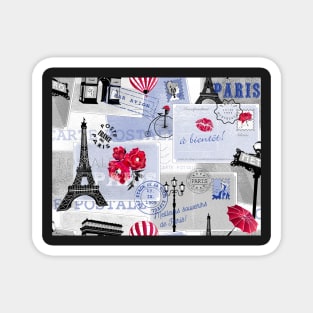 Vintage mail from Paris blue-white-red Magnet