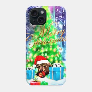 Christmas Greeting with a Cute Dachshund Puppy Phone Case