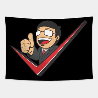 Businessman with Check Mark Thumb Up Tapestry