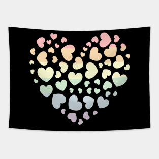 LGBTQ Pride Heart Collage Pastel Tapestry