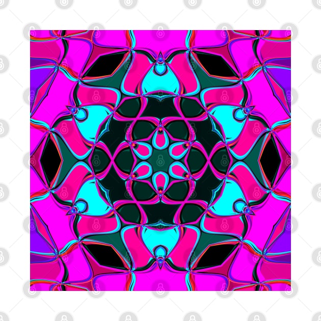 Cartoon Mandala Flower Blue Pink and Purple by WormholeOrbital