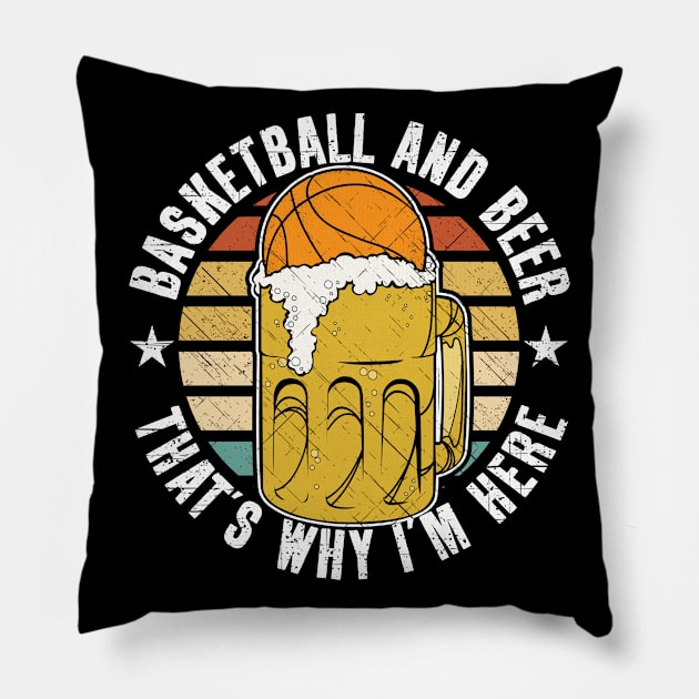 Basketball And Beer That's Why I'm Here Pillow by RadStar