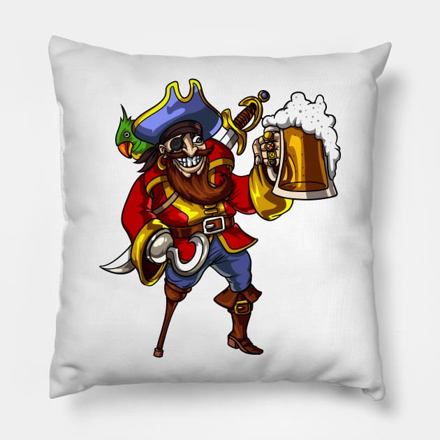 Pirate Beer Drinking Party Pillow by underheaven