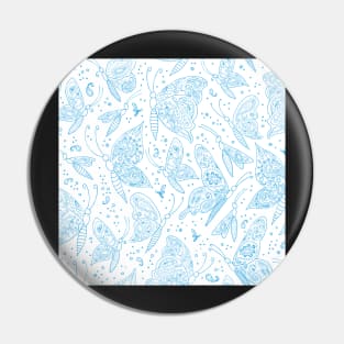 Paisley butterflies white-blue Pin