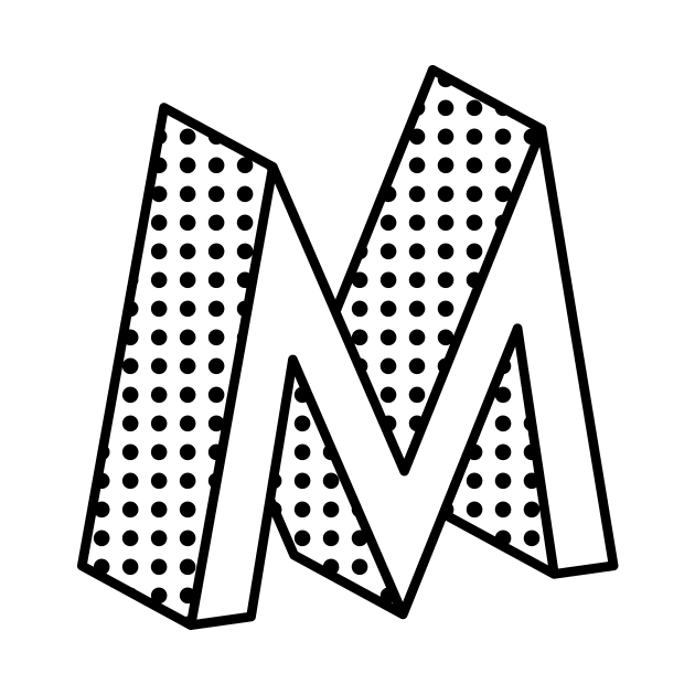 3D Ben Day Dot Isometric Letter M by murialbezanson