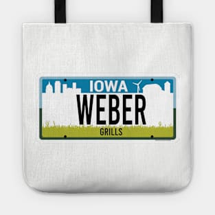 State of Iowa custom Weber vanity license plate Tote