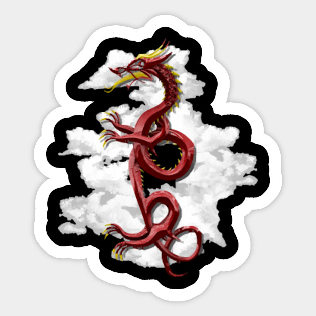 Dragon Dragons Legend Legendary Mythical Myth Book Books Bookworm Old Chinese China Anime Cartoon Vampire Death Dead Gangster Gunman Assassin Grunge Grungy Hipster Asia Asian Egypt Magic Moon Dragon Sticker Teepublic