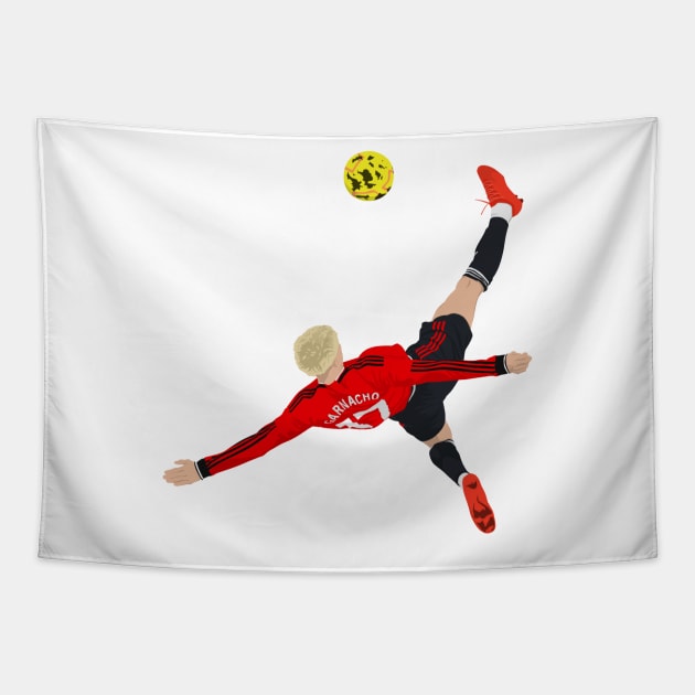 Garnacho Bicycle Kick Tapestry by Footscore