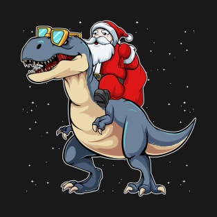 Santa Riding Dinosaur Celebrate Christmas Costume T-Shirt