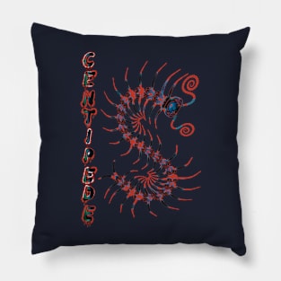 Dark Red & Blue Centipede with Spray Paint Pillow