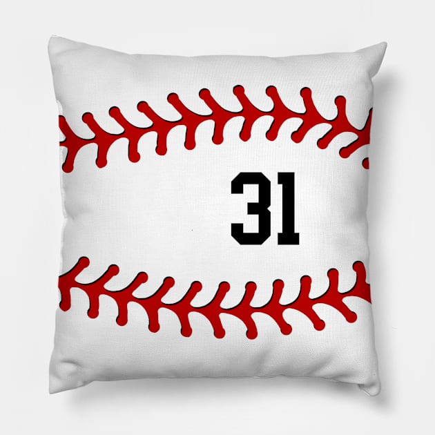 Baseball Laces Team Jersey Number 31 Mask #31 Pillow by TeeCreations