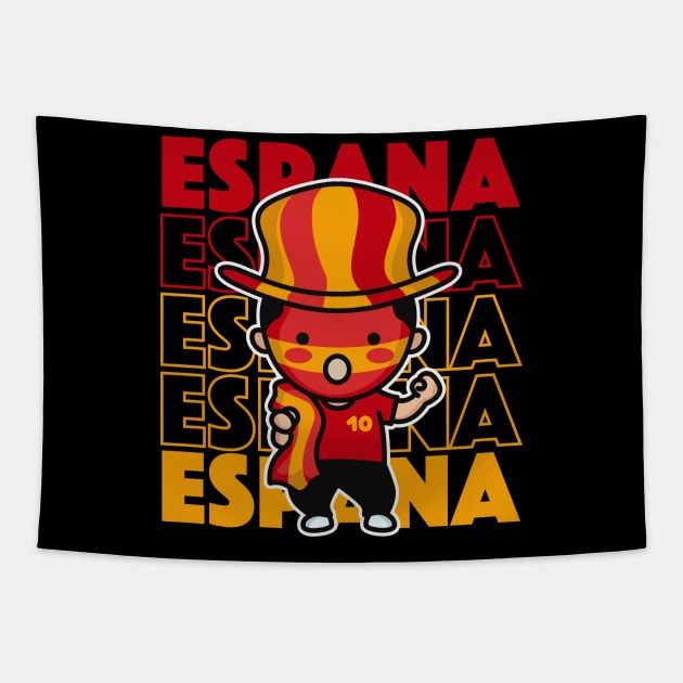 Spanish Football Fan // Kawaii Cute Spain Soccer Supporter Tapestry by SLAG_Creative