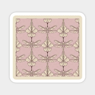 Light Pink Dragonflies and Flowers Magnet