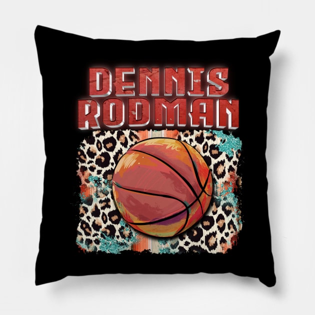 Retro Basketball Pattern Rodman Birthday Classic Colorful Sport Pillow by Samuel Young Shop