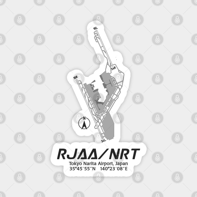 Airport Map Series - RJAA/NRT (Tokyo Narita Airport) Magnet by TheArtofFlying