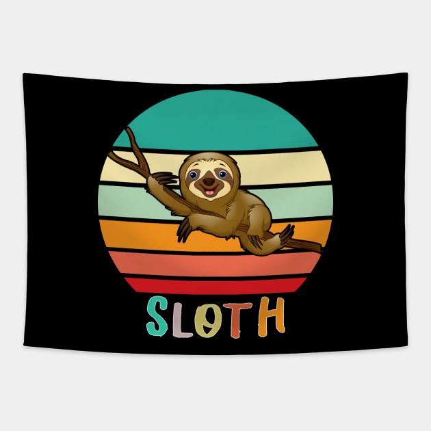 Vintage Retro Sloth Tapestry by adrinalanmaji