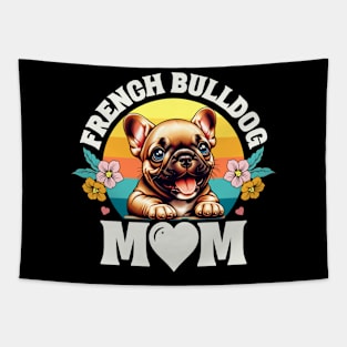 Colorful French Bulldog Mom Retro Sunset Dog Lover Mother's Day Tapestry