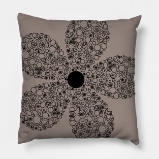 Flower in Modern Paisley Outline Design Pillow