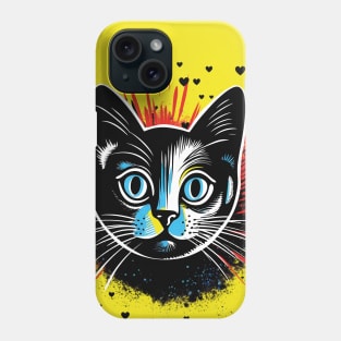 expressionist black cat design for cat owner gift Phone Case