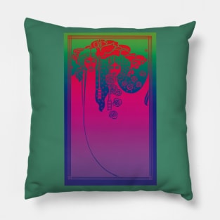 Art Nouveau Ladies (pink on green/blue) Pillow