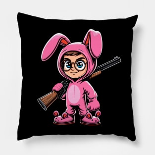 Funny Christmas Story Pink Nightmare Bunny Costume and BB Gun Pillow