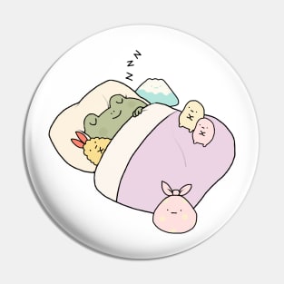 Sleepy frog with friends Pin