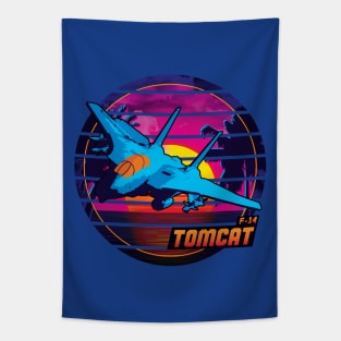 Neon Retro F-14 Tomcat Tapestry