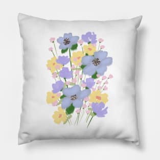 Purple Abstract Wild Flowers Illustration Pillow